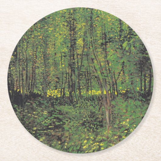 Bomen en ondergroei door Van Gogh Ronde Kartonnen Onderzetter (Voorkant)