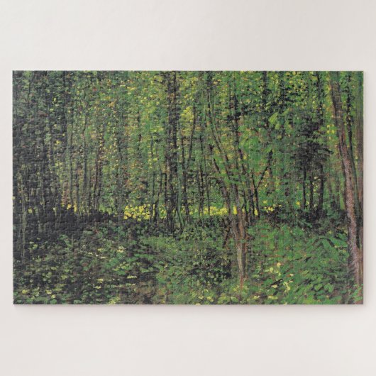 Bomen en ondergroei door Van Gogh schilderende kun Legpuzzel (Horizontaal)