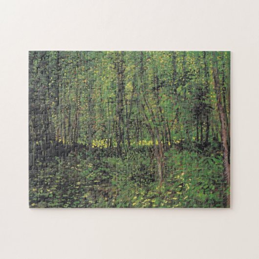 Bomen en ondergroei door Van Gogh schilderende kun Legpuzzel (Horizontaal)
