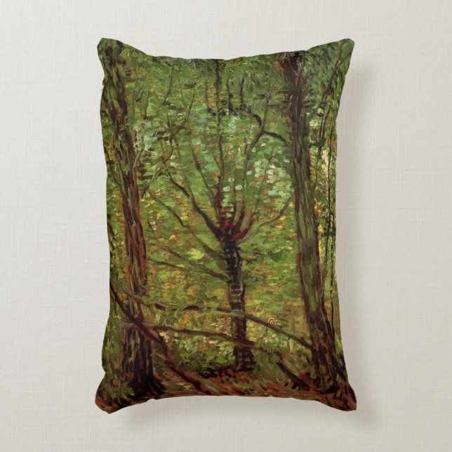 Bomen en ondergroei door Vincent van Gogh Accent Kussen (Voorkant(Verticaal))