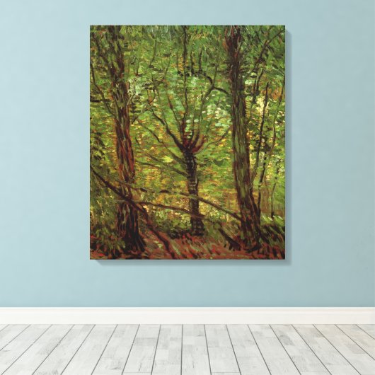 Bomen en ondergroei door Vincent van Gogh Canvas Afdruk (Insitu (Houten vloer))