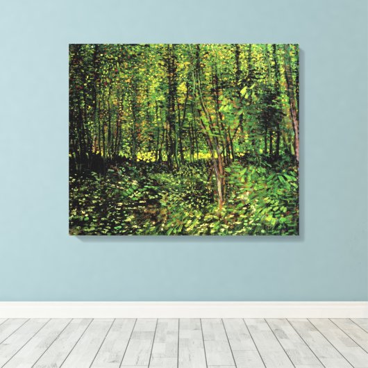 Bomen en ondergroei door Vincent van Gogh Canvas Afdruk (Insitu (Houten vloer))
