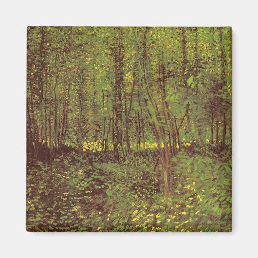 Bomen en ondergroei door Vincent van Gogh Magneet (Voorkant)