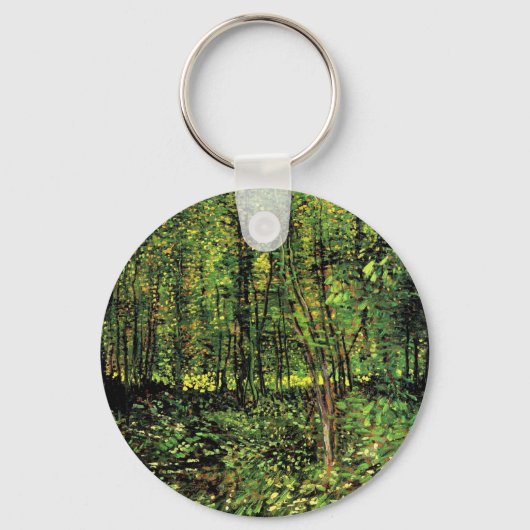 Bomen en ondergroei door Vincent van Gogh Sleutelhanger (Voorkant)