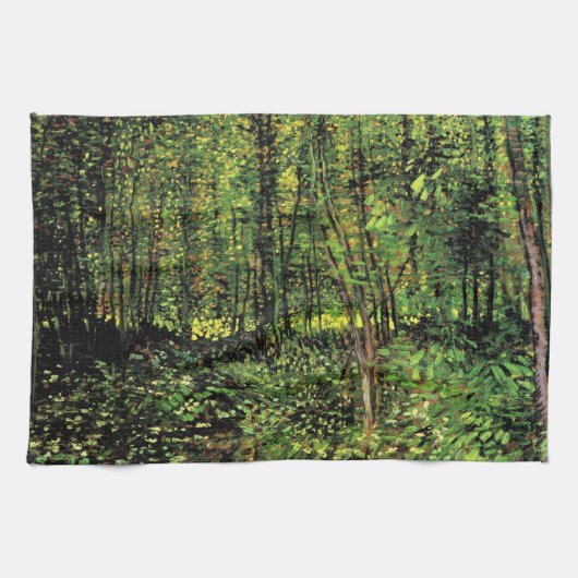Bomen en ondergroei door Vincent van Gogh Theedoek (Horizontaal)
