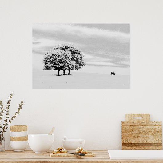 bomen en paarden poster (Keuken)