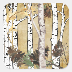 Bomen en pijnboomscheurtjes vierkante sticker