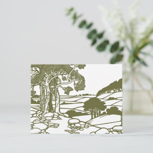 Bomen en platteland briefkaart (Staand voorkant)