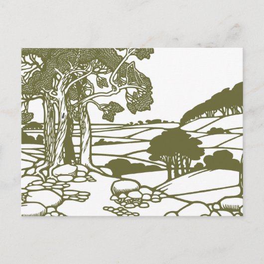 Bomen en platteland briefkaart (Voorkant)