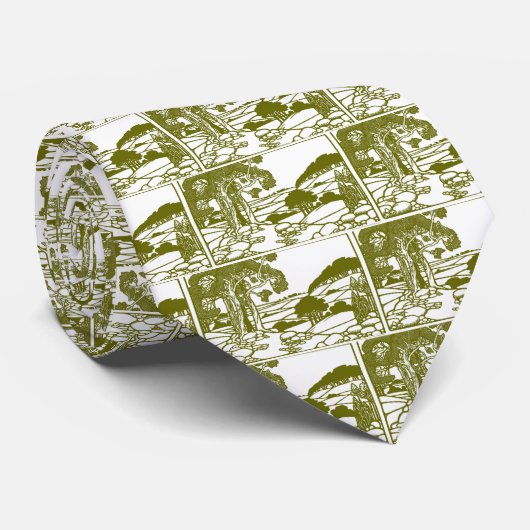 Bomen en platteland stropdas (Opgerold)