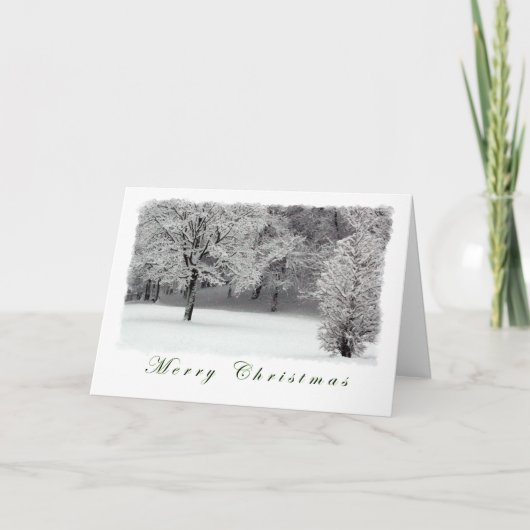 Bomen en sneeuw Vrolijk kerstfeest Feestdagen Kaart (Voorkant)