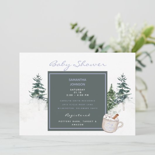 Bomen en sneeuwblauw Baby Het is koude buitenkant  Kaart (Staand voorkant)