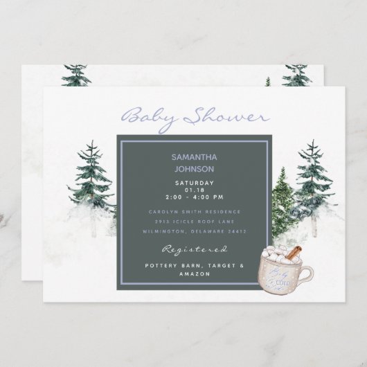 Bomen en sneeuwblauw Baby Het is koude buitenkant  Kaart (Voorkant / Achterkant)