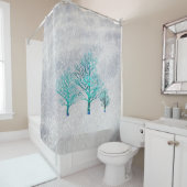 Bomen en sneeuwkristallen douchegordijn (In situ)