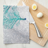 Bomen en sneeuwkristallen theedoek (Quarter Fold)