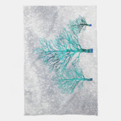 Bomen en sneeuwkristallen theedoek (Verticaal)