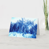 Bomen en Sneeuwlandschap, Kobaltblauw Feestdagen Kaart (Voorkant)