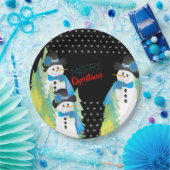 Bomen en sneeuwman decoratief papieren bordje (Feest)