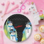 Bomen en sneeuwman decoratief papieren bordje (Feest)