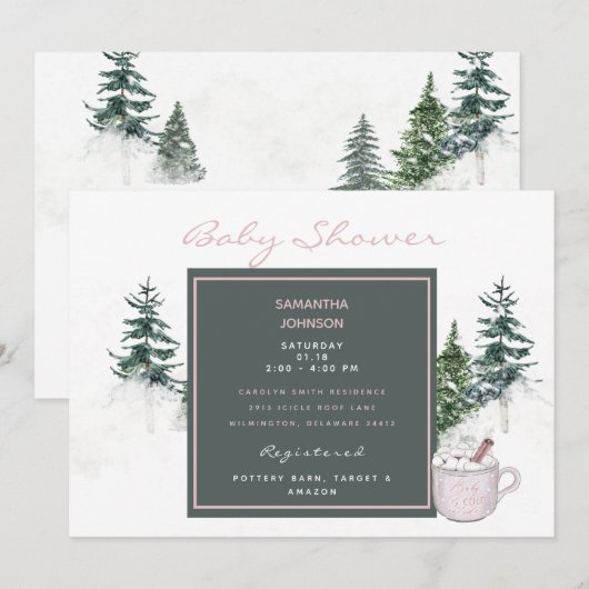 Bomen en sneeuwroze Baby Het is koude buitenkant v Kaart (Voorkant / Achterkant)