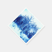 Bomen en sneeuwscène, kobaltblauw servetten (Hoek)
