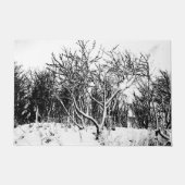 Bomen en sneeuwscène, zwart en wit deurmat (Voorkant)