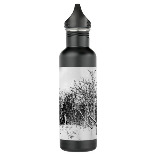 Bomen en sneeuwscène, zwart en wit roestvrij St. Waterfles (Links)