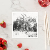 Bomen en sneeuwscène, zwart en wit servetten (Insitu)