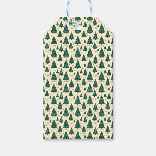 Bomen en Sneeuwvlokken Cadeaulabel (Voorkant)