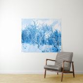 Bomen en sneeuwwinterscène, kobaltblauw wandkleed (In Situ (horizontaal))
