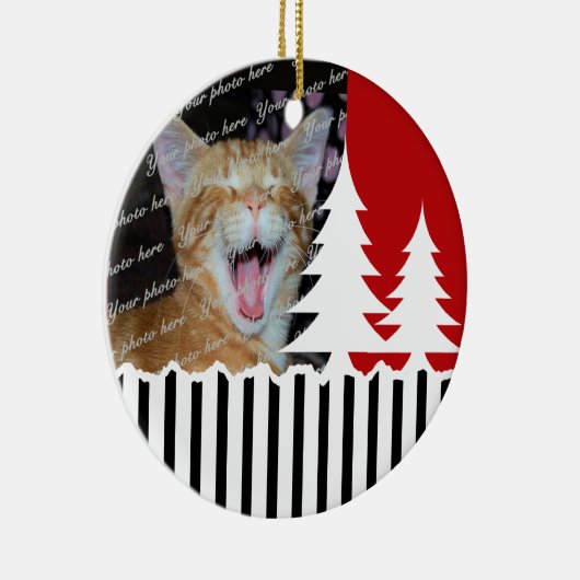 Bomen en strepen Foto Keramisch Ornament (Rechts)