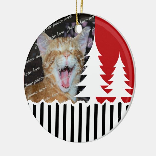 Bomen en strepen Foto Keramisch Ornament (Links)