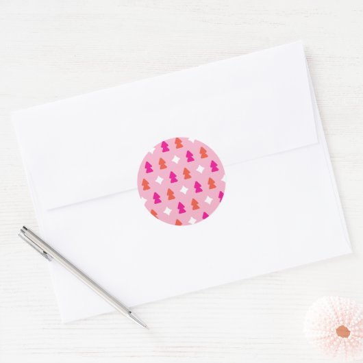 Bomen en Twinkels Oranje en Roze Sticker (Envelop)