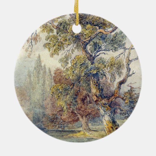 Bomen en vijver (door John Ruskin) Keramisch Ornament (Achterkant)