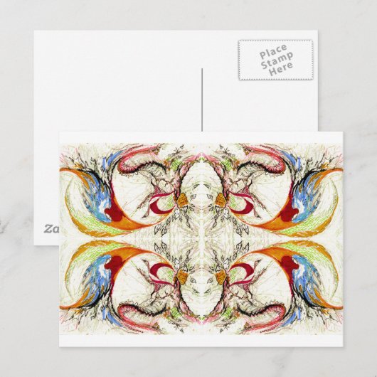 Bomen en vogelfantasie briefkaart (Voorkant / Achterkant)