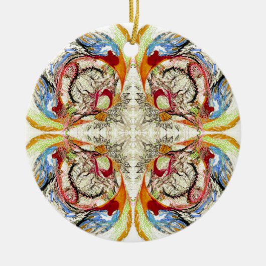 Bomen en vogelfantasie keramisch ornament (Voorkant)