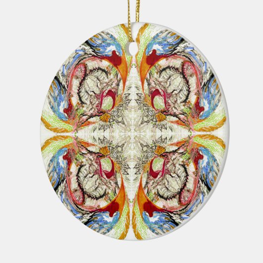 Bomen en vogelfantasie keramisch ornament (Links)