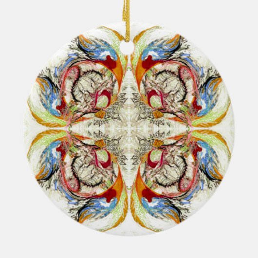 Bomen en vogelfantasie keramisch ornament (Achterkant)