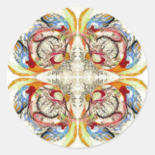 Bomen en vogelfantasie ronde sticker