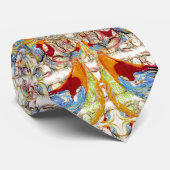 Bomen en vogelfantasie stropdas (Opgerold)