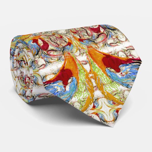 Bomen en vogelfantasie stropdas (Opgerold)