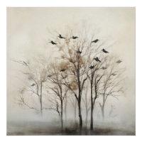 Bomen en Vogels Abstract Canvas Wandkunst