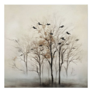 Bomen en Vogels Abstract Canvas Wandkunst Perfect Poster