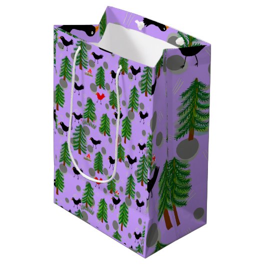 Bomen en vogels_zomer Gift Bag Medium Cadeauzakje (Voorkant Gekanteld)