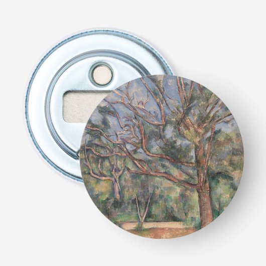 Bomen en Weg, Postimpressionistisch Landschap Button Flesopener (Voorkant)