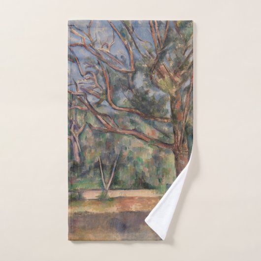 Bomen en Weg, Postimpressionistisch Landschap Handdoek (Handdoek)