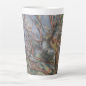 Bomen en Weg, Postimpressionistisch Landschap Latte Mok (Voorkant)
