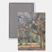 Bomen en Weg, Postimpressionistisch Landschap Magneet (Voorkant / Achterkant)