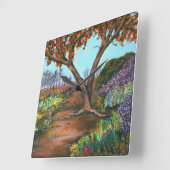 Bomen, geblazen en bloesems Acryl Vierkante Klok (Hoek)