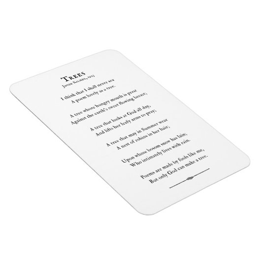 Bomen Gedicht van Kilmer, inspirerend poëzie citaa Magneet (Rechterzijde)